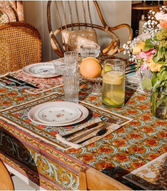 Jaipur Olive - rectangle table cloth 56x93 inches
