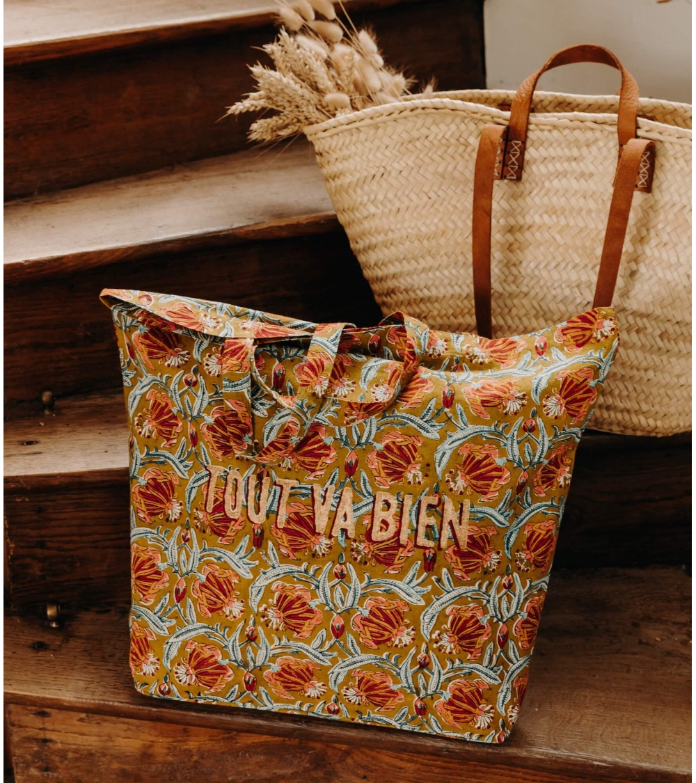 Tote bag 16x18x5 inches - Jaipur olive