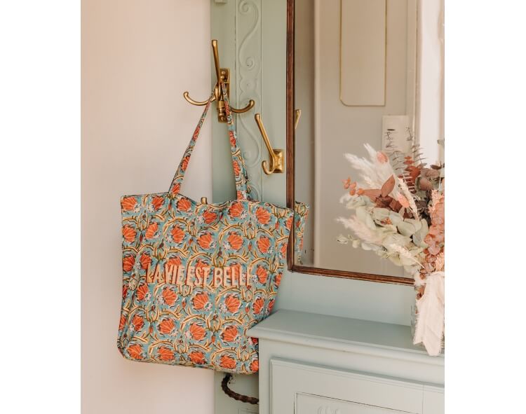 Sac tote bag 41x46x13 cm - Jaipur bleu clair