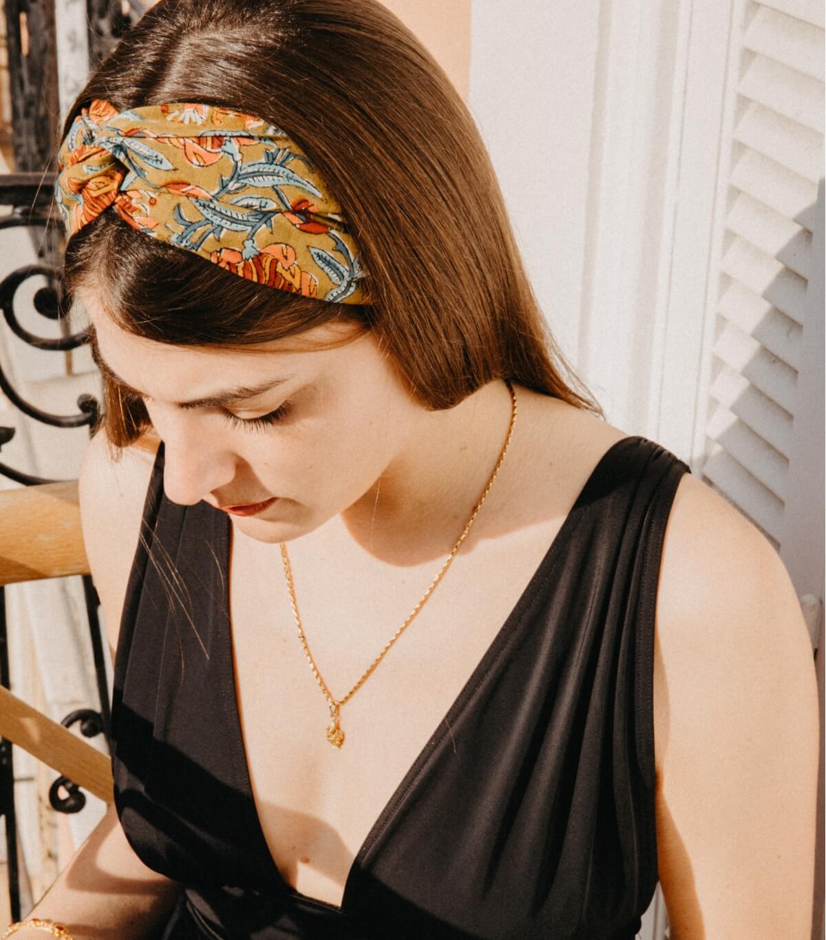 Bandeau cheveux coton - olive