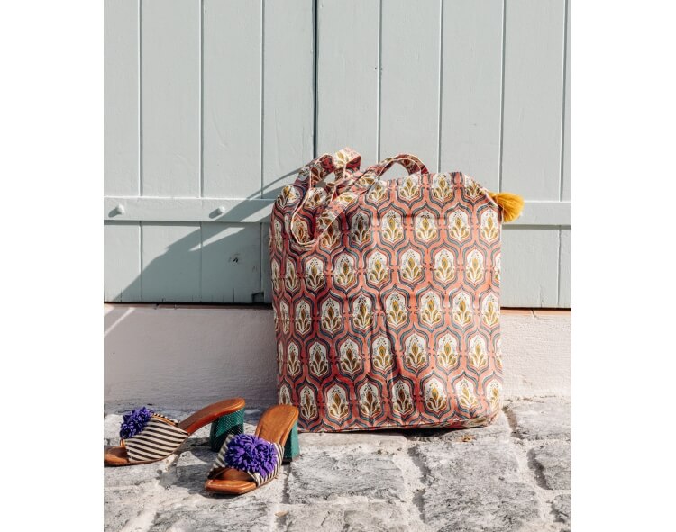 Sac de marché zippé 41x46x13 cm - Pranjal rose