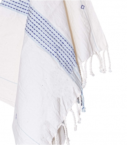 Bath towel Jamdani blue
