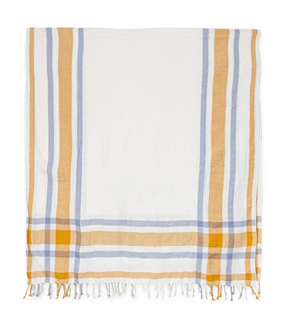 Beach towel 39x79 inches - blue and mustard