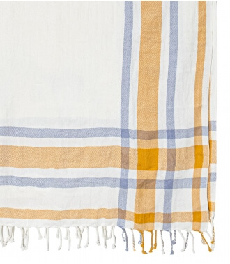 Cotton towel blue and mustard 39x79 inches