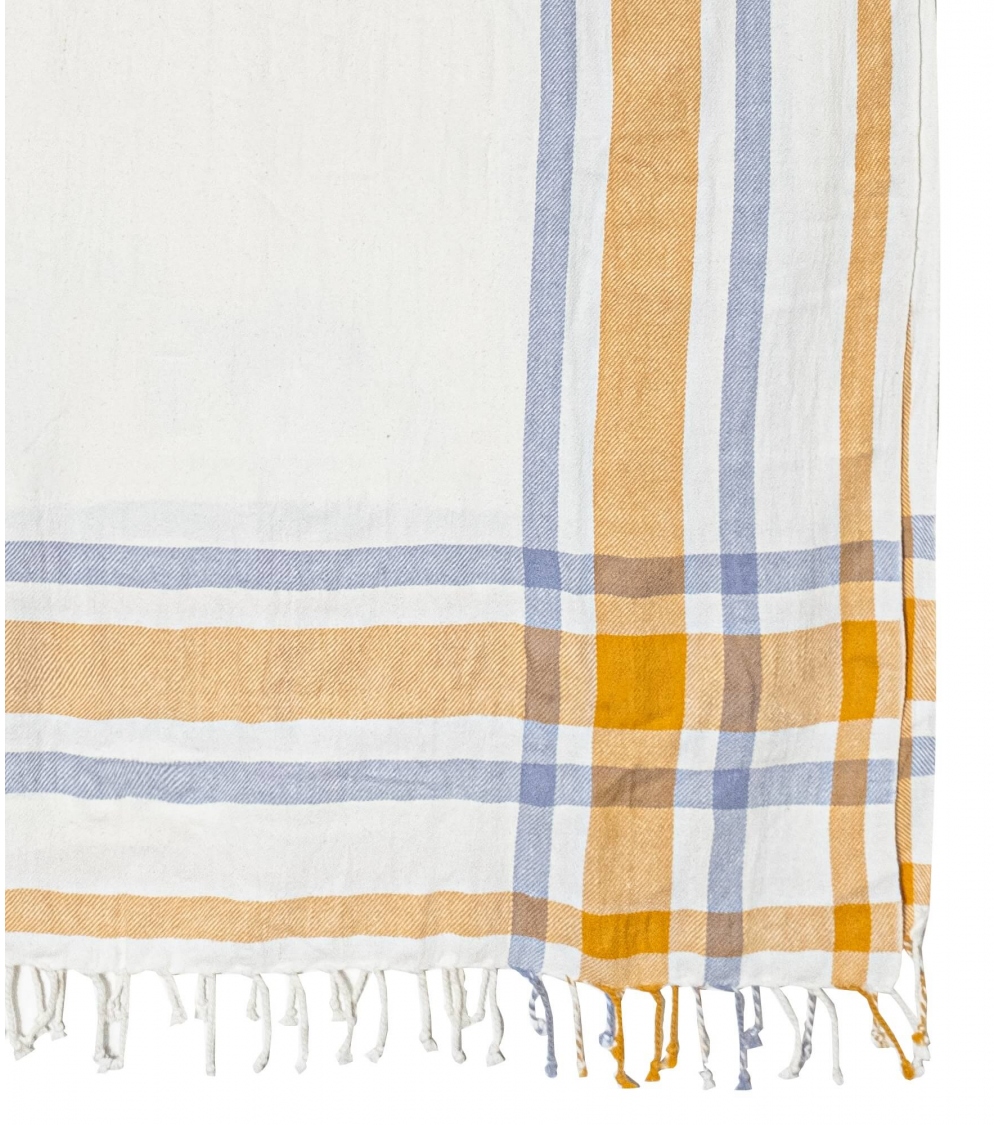 Ethnic beach towel blue and mustard yellow Jamini