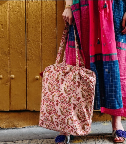 Kaftan long en coton fuschia Janis