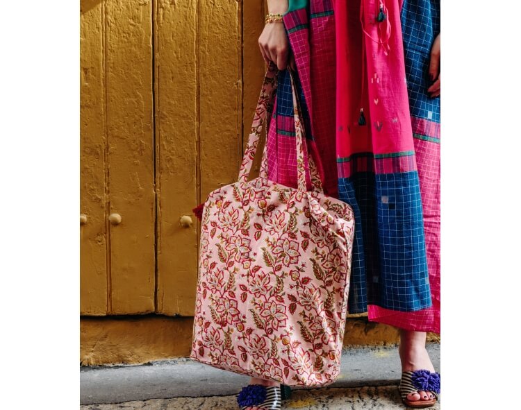 Long Kaftan in cotton fuschia Janis