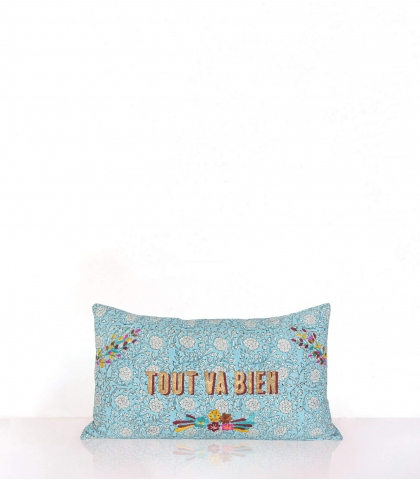 Housse de coussin Bana TVB bleu clair