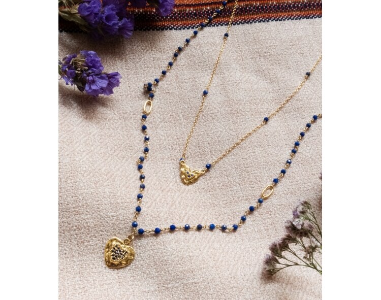 Necklace with lapis lazuli and sapphire