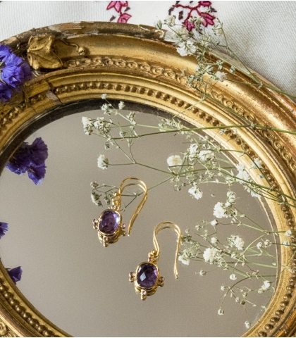 Boucles d'oreilles améthyste et tourmaline