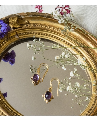 Boucles d'oreilles améthyste et tourmaline