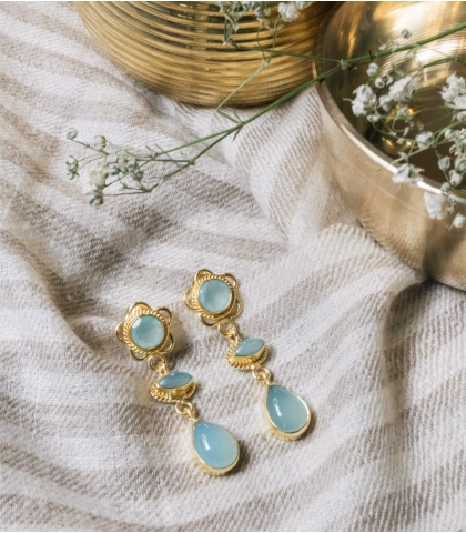 Aqua chalcedony dangling earrings