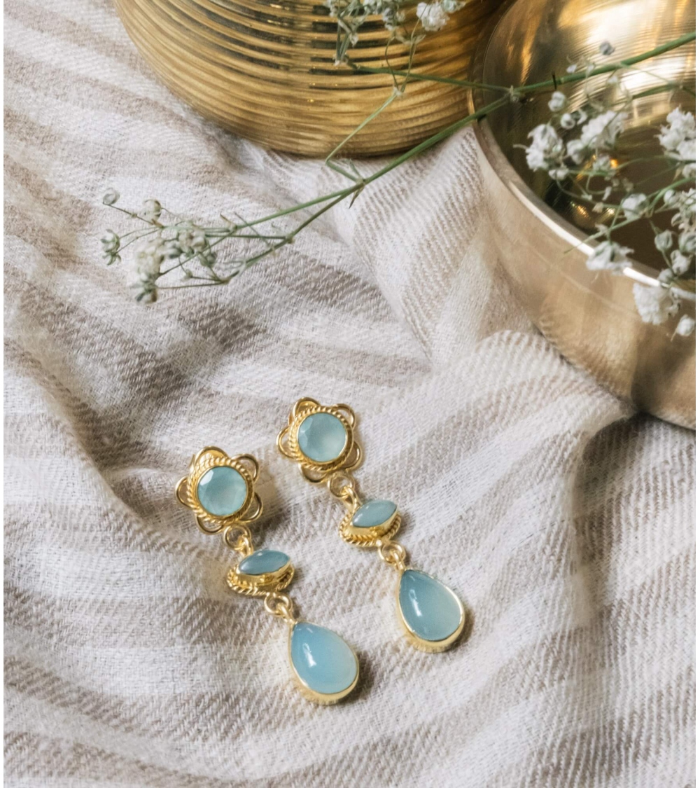 Pendantes aqua chalcedony