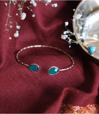 Indian bracelet with green onyx