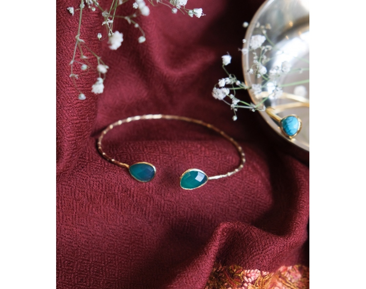 Indian bracelet with green onyx