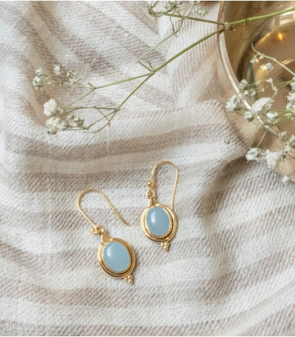 Earrings aqua chalcedony