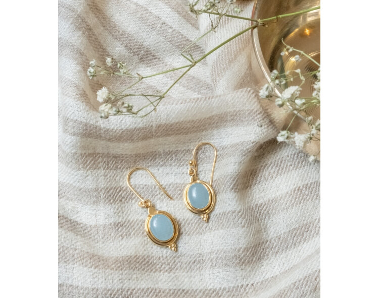 Boucles d'oreilles aqua chalcedony