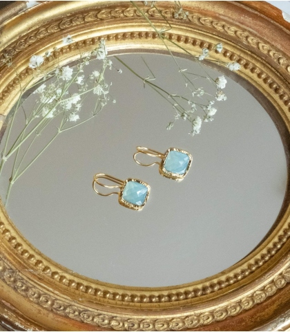 Dormeuses aqua chalcedony