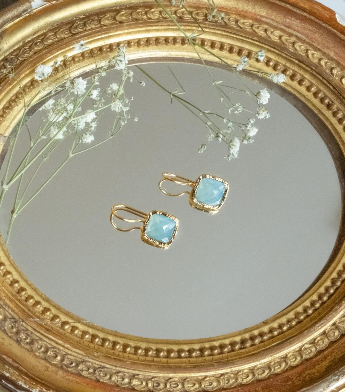 Indian earrings with aqua chalcedony