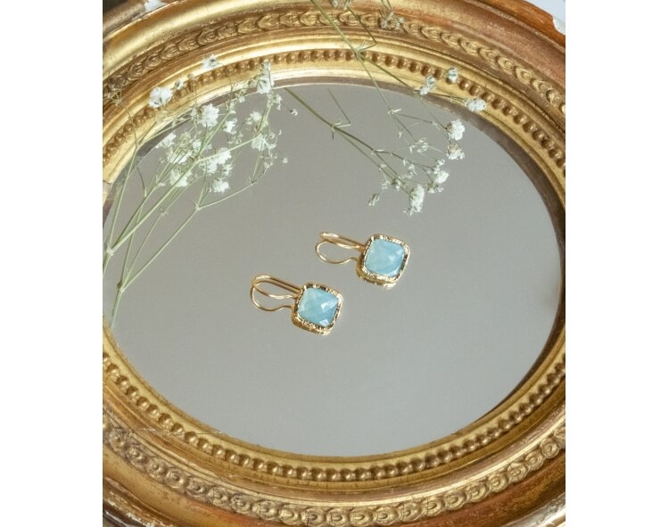 Indian earrings with aqua chalcedony