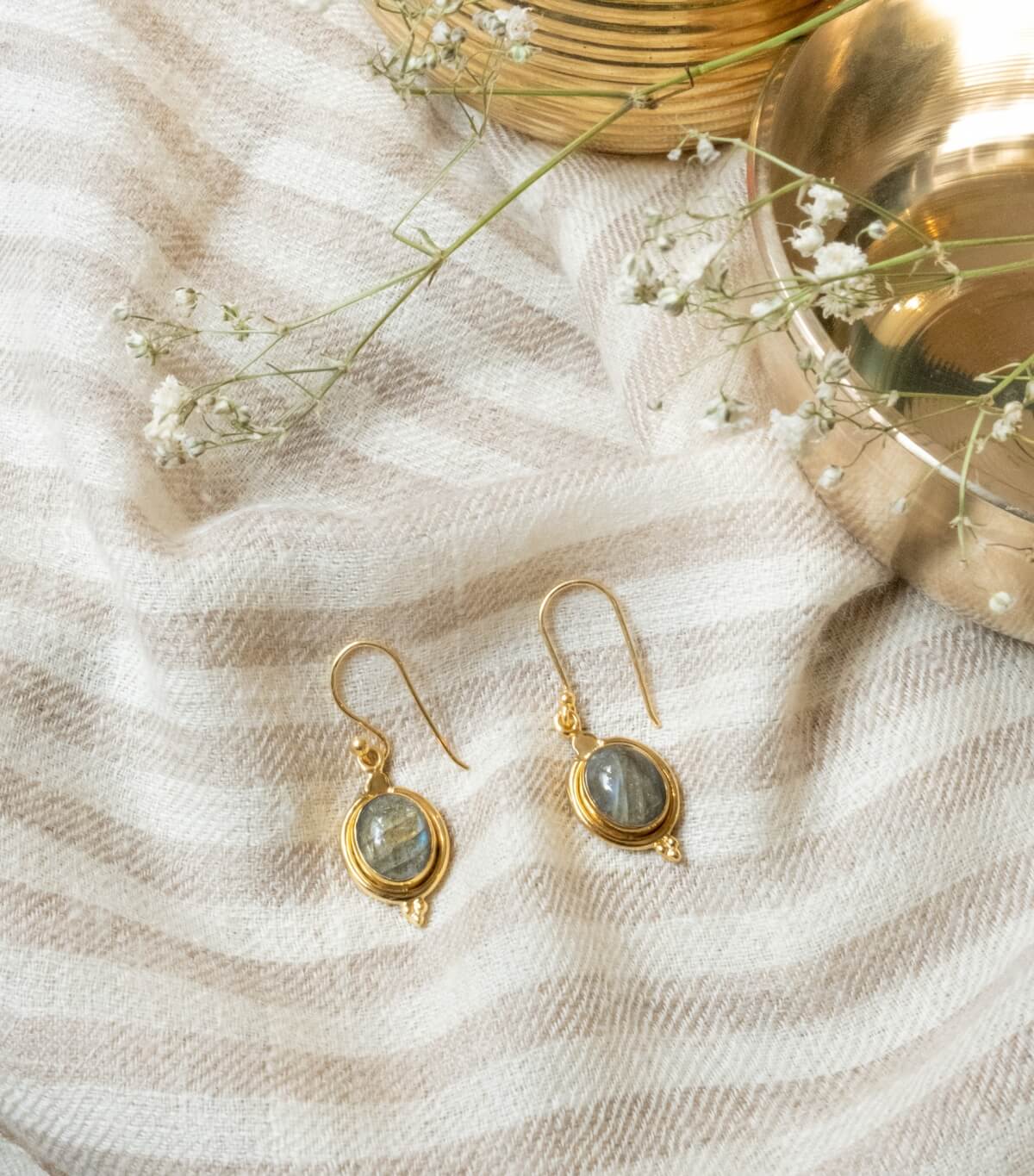 Indian earrings with labradorite