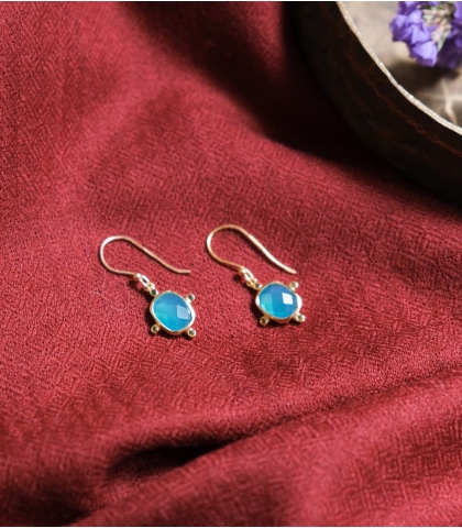 Boucles d'oreilles aqua chalcedony et tourmaline verte