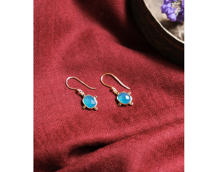 Aqua chalcedony and green tourmaline earrings