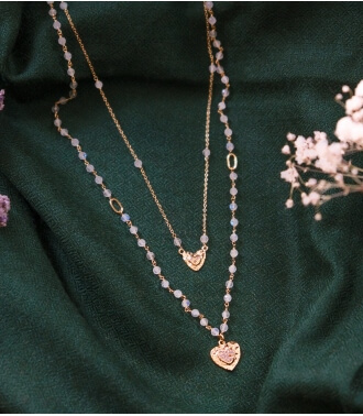 Labradorite and pink tourmaline necklace