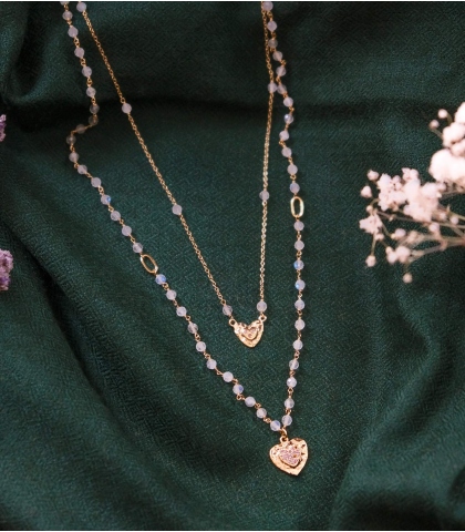 Labradorite and pink tourmaline necklace