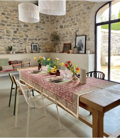 Nappe rectangle 140x235 cm - Rang rose pâle