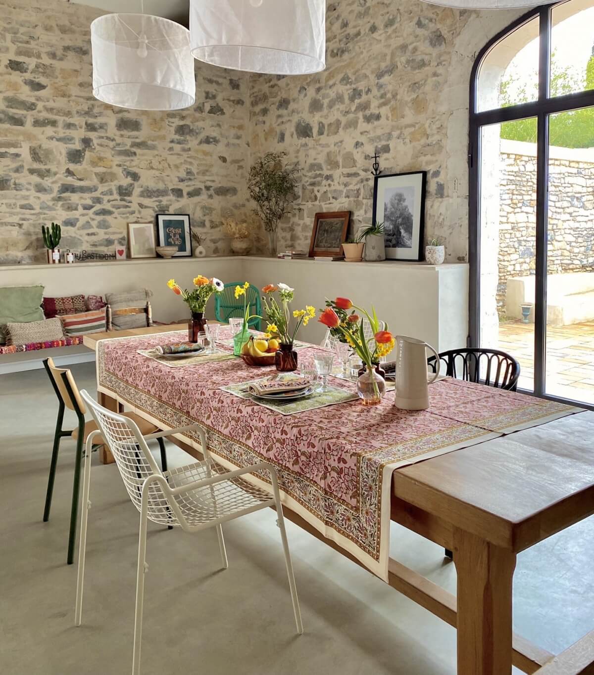 Nappe rectangle 140x235 cm - Rang rose pâle