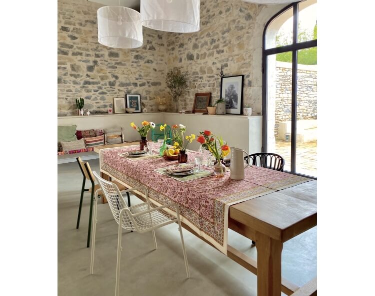 Nappe rectangle 140x235 cm - Rang rose pâle