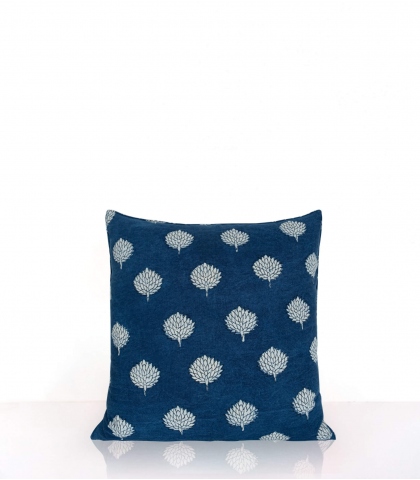 Housse de coussin Nagru bleu indigo