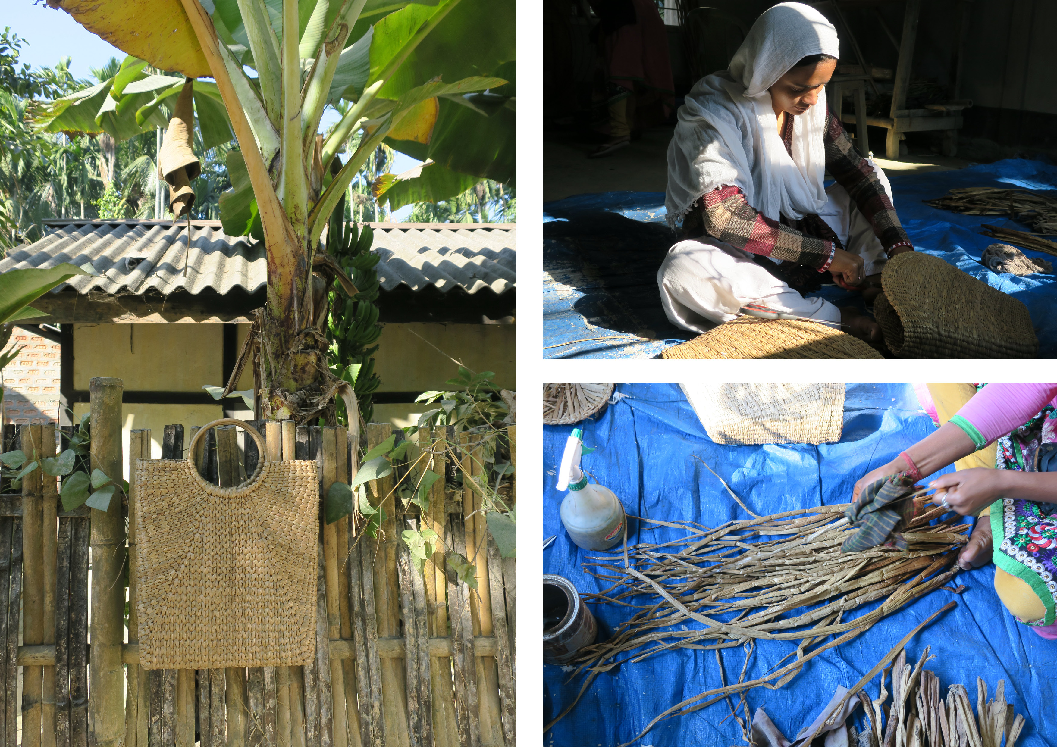 women making baskets with water hyacinth