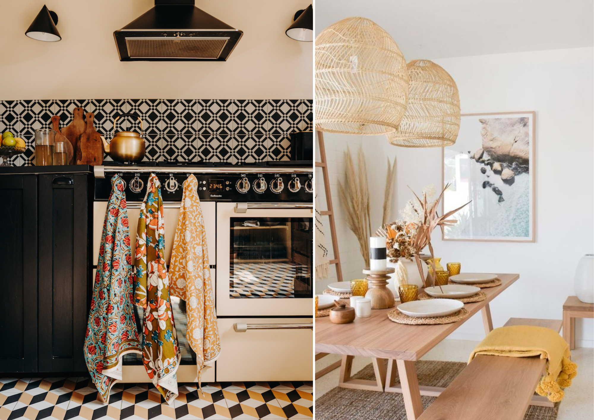 Jamini cotton kitchen towels, bohemian and cosy kitchen decoration