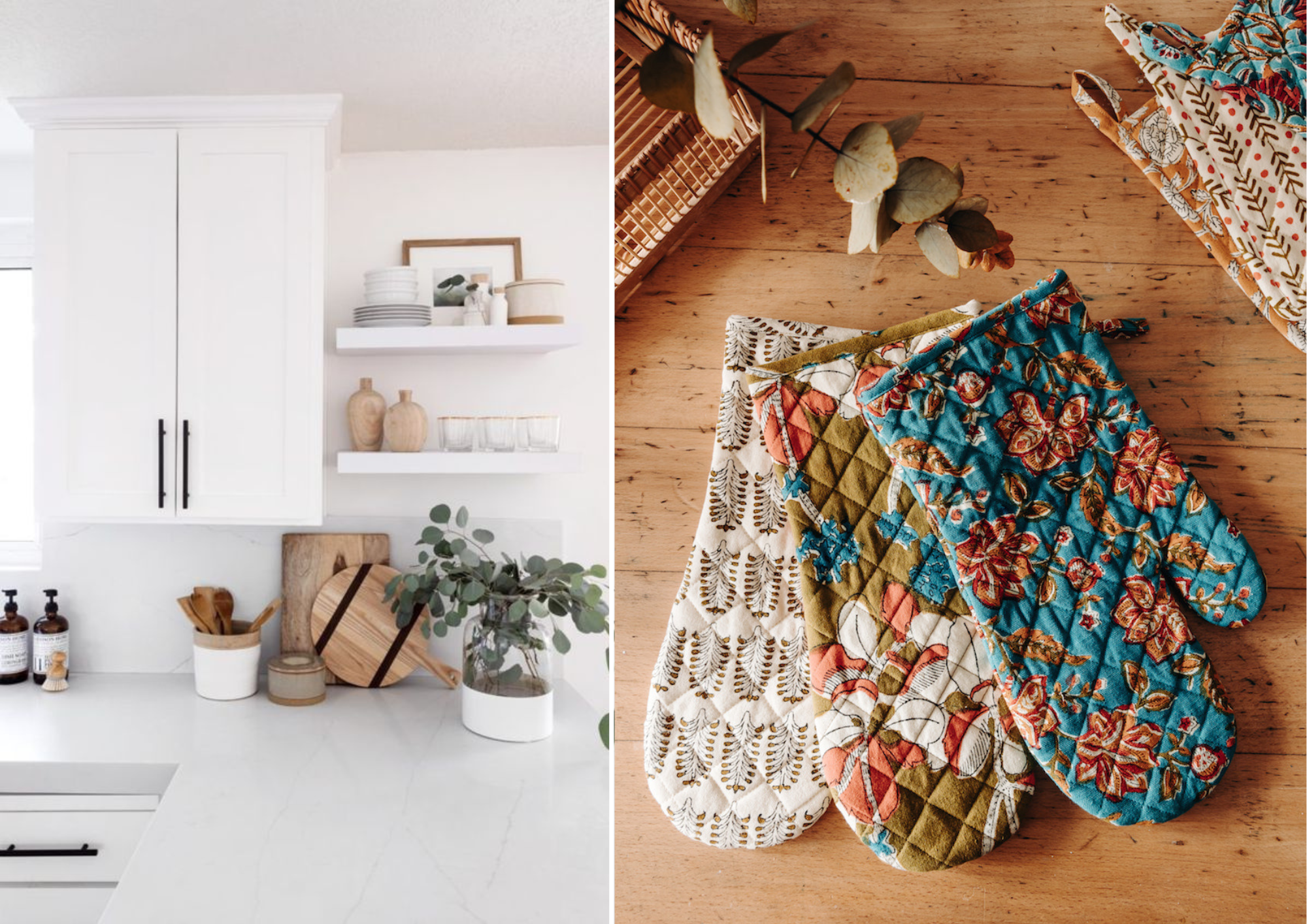 Scandinavian kitchen decoration, potholders and trivets for the kitchen