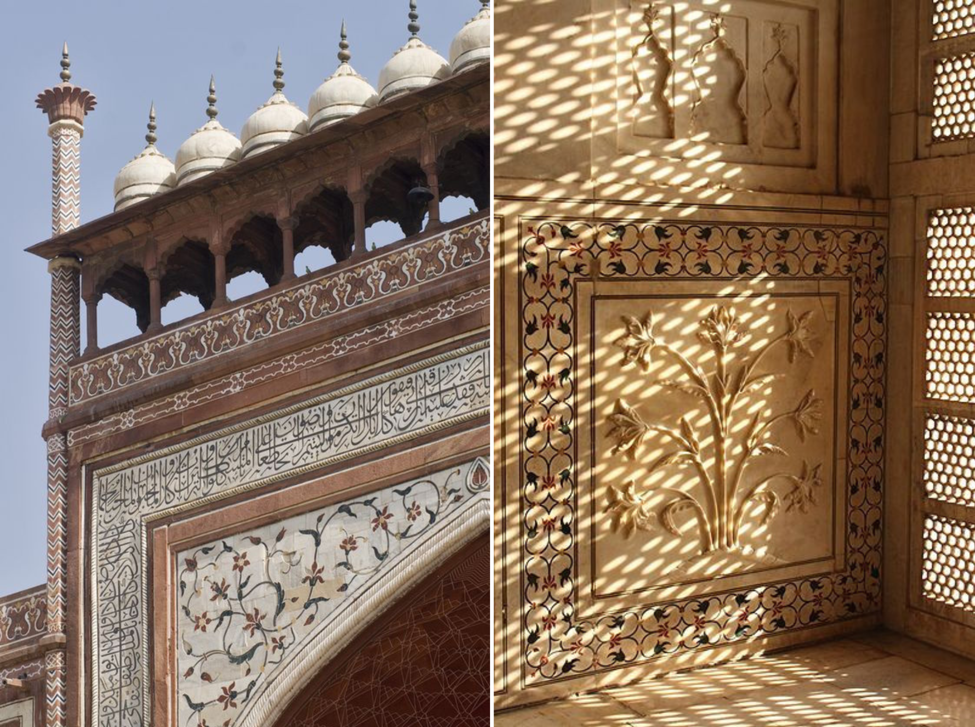 The inlaid walls of the Taj Mahal in India