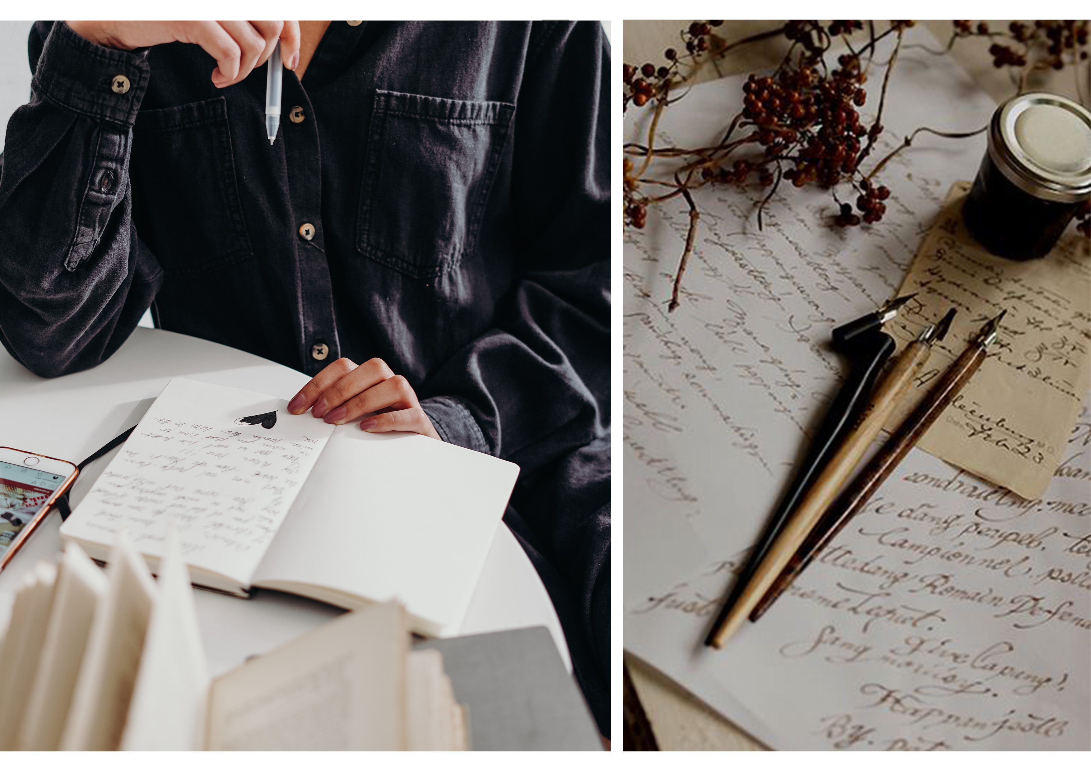 notebook and pens
