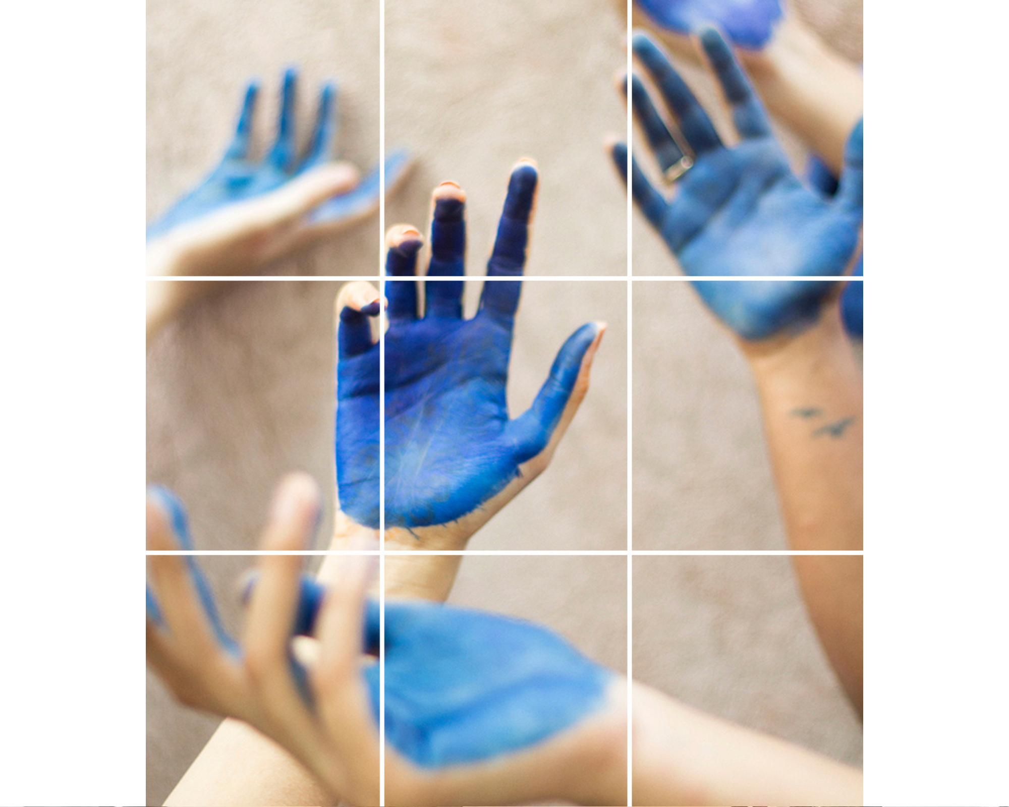 collage of blue hands