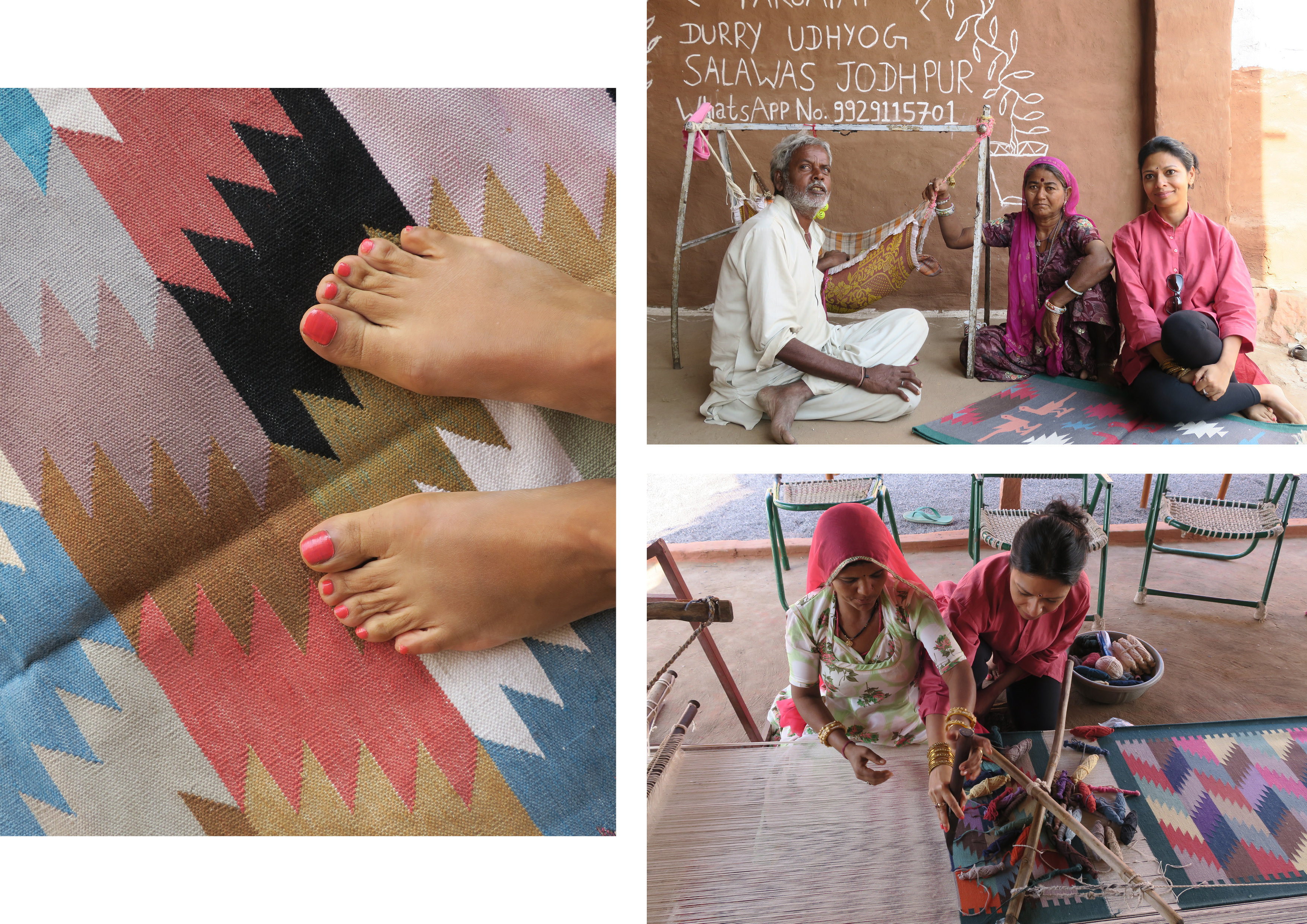 Usha learning to weave a dhurrie