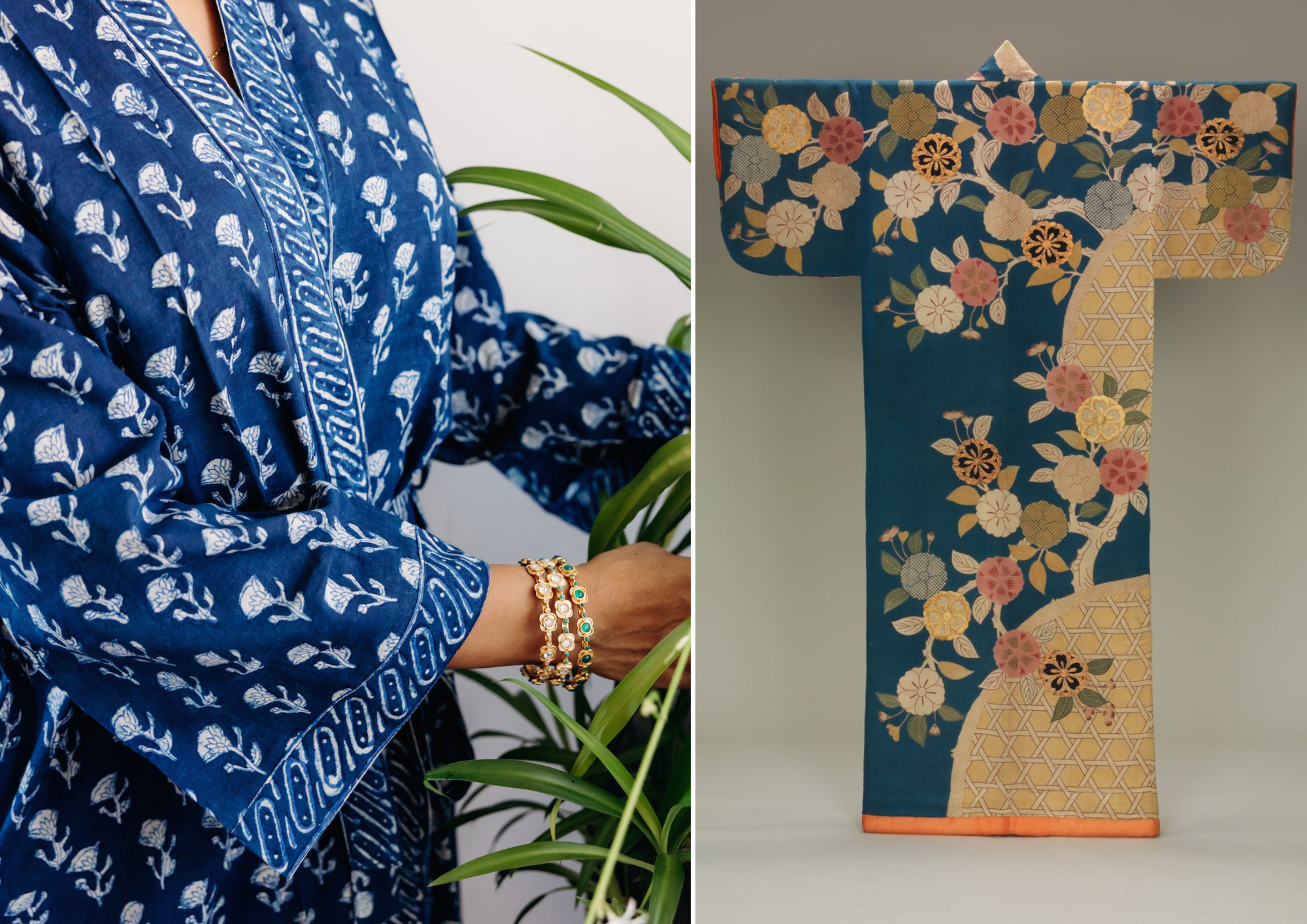 Indigo blue kimono Chota by Jamini Design