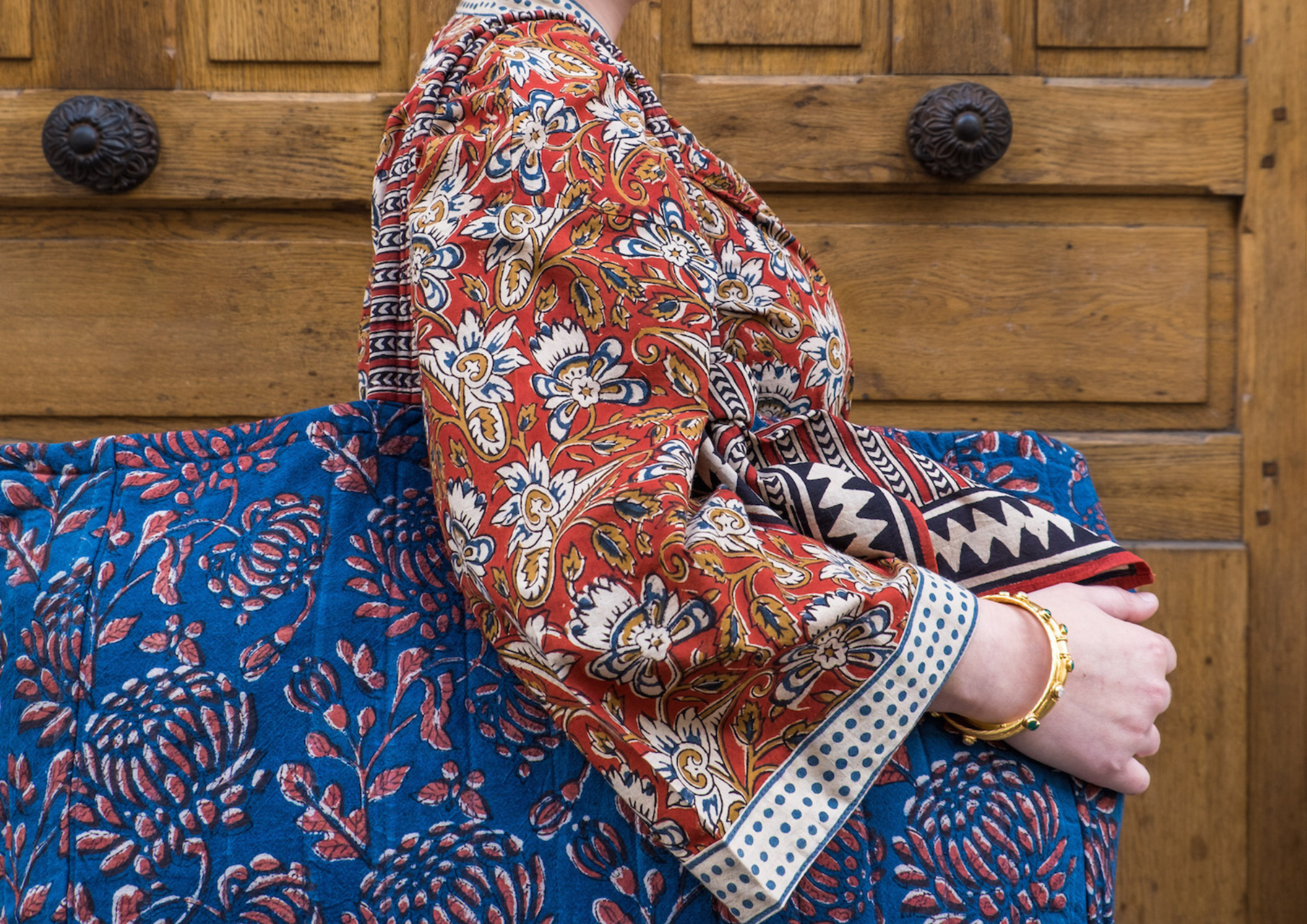 Indian kimono Bada, naturally dyed indian shopping bag