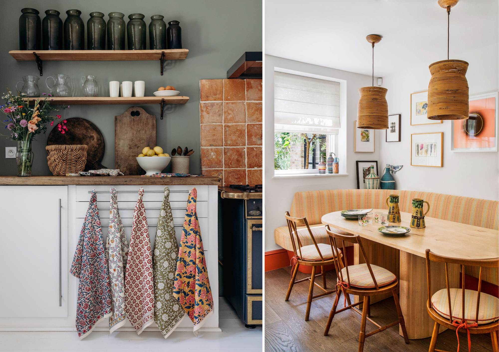 Printed kitchen towels, boho chic kitchen decoration
