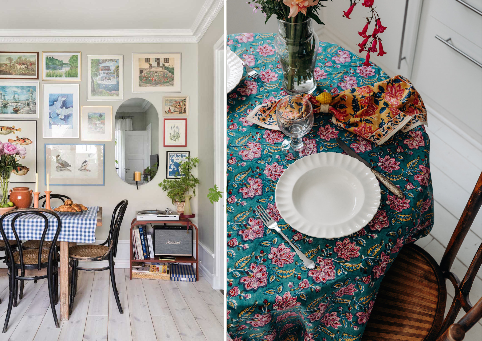 boho chic table decoration, round tablecloth and napkin Jamini