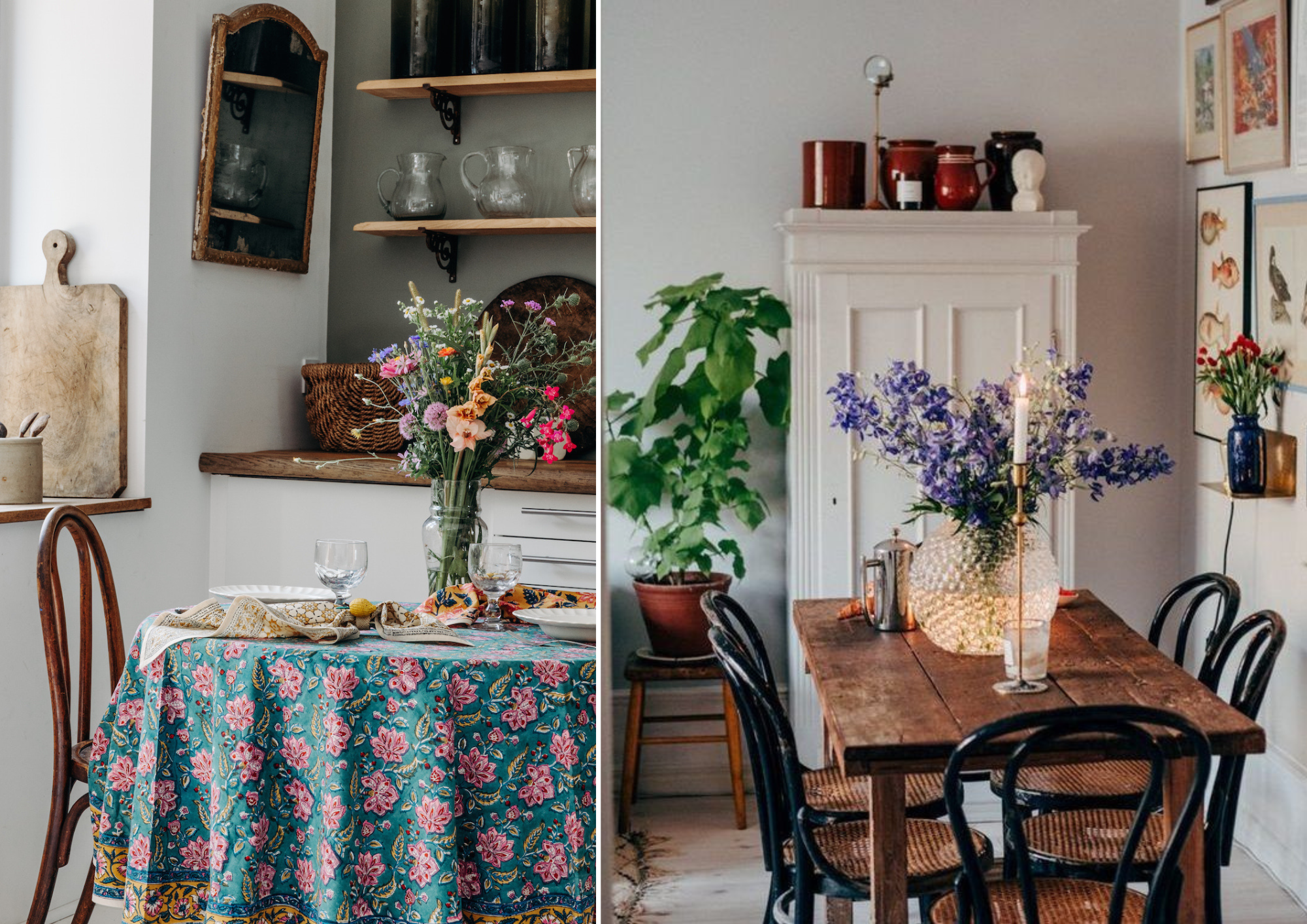 Nappe fleurie Rang, table fleurie bohème chic