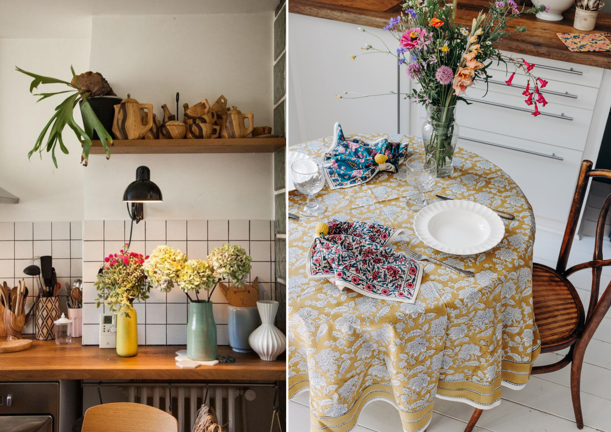 Flowers in the kitchen, Rang round printed tablecloth