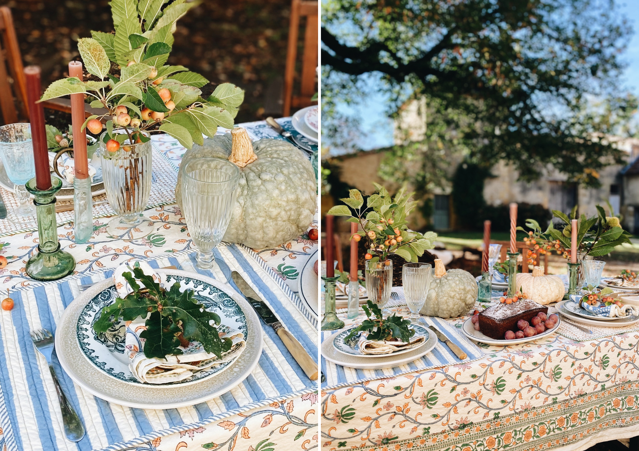 Mélange de motifs : sets de table matelassés rayés et quadrillés