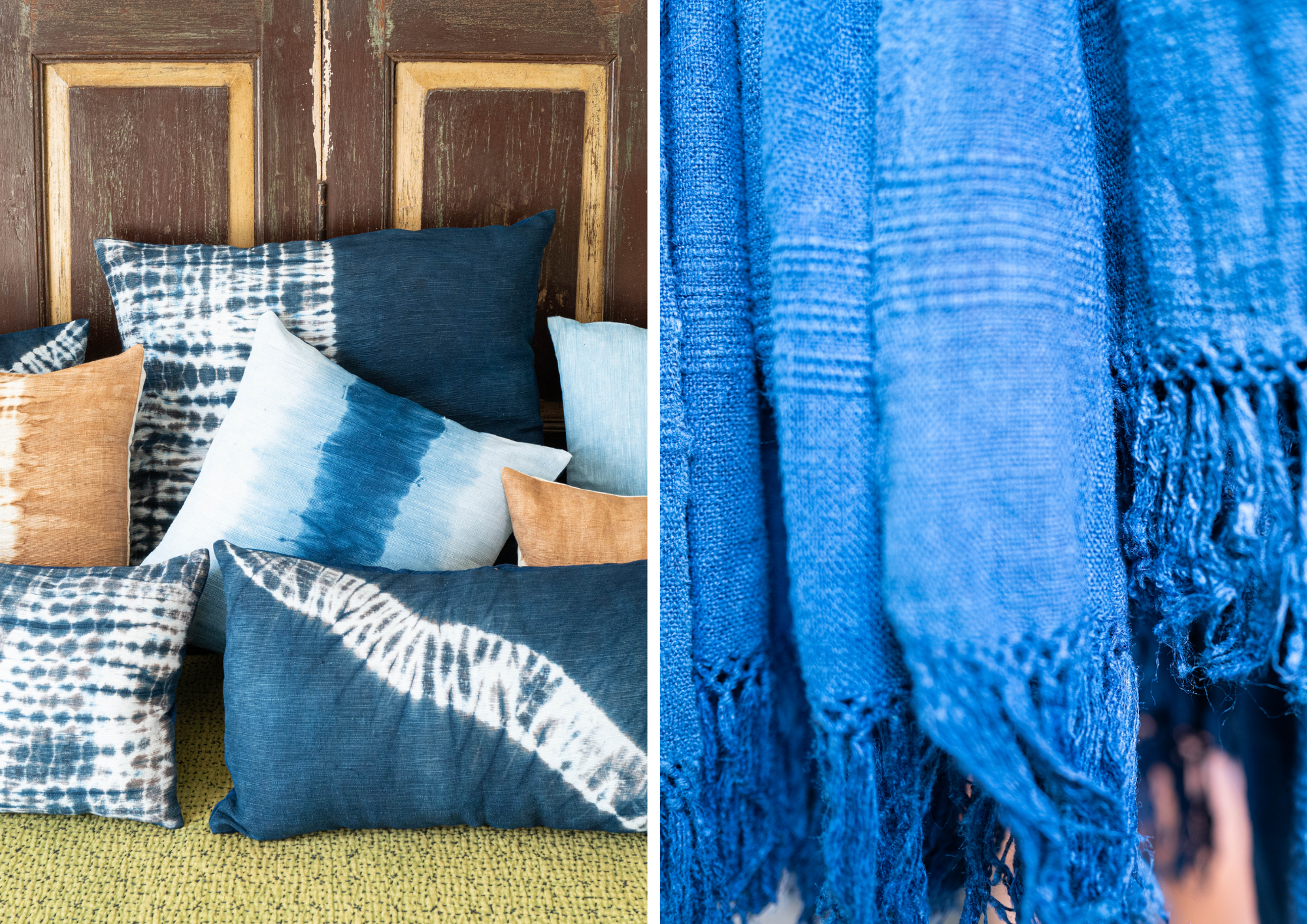 Jamini cushions on a bed